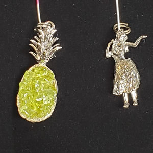 Vintage Sterling Silver Hula Dancer and Pineapple Charms Set